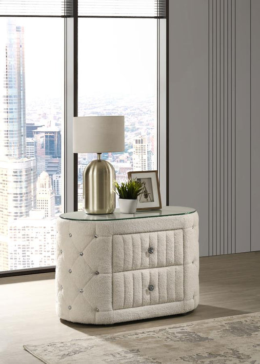 Camille Upholstered 2-drawer Nightstand
