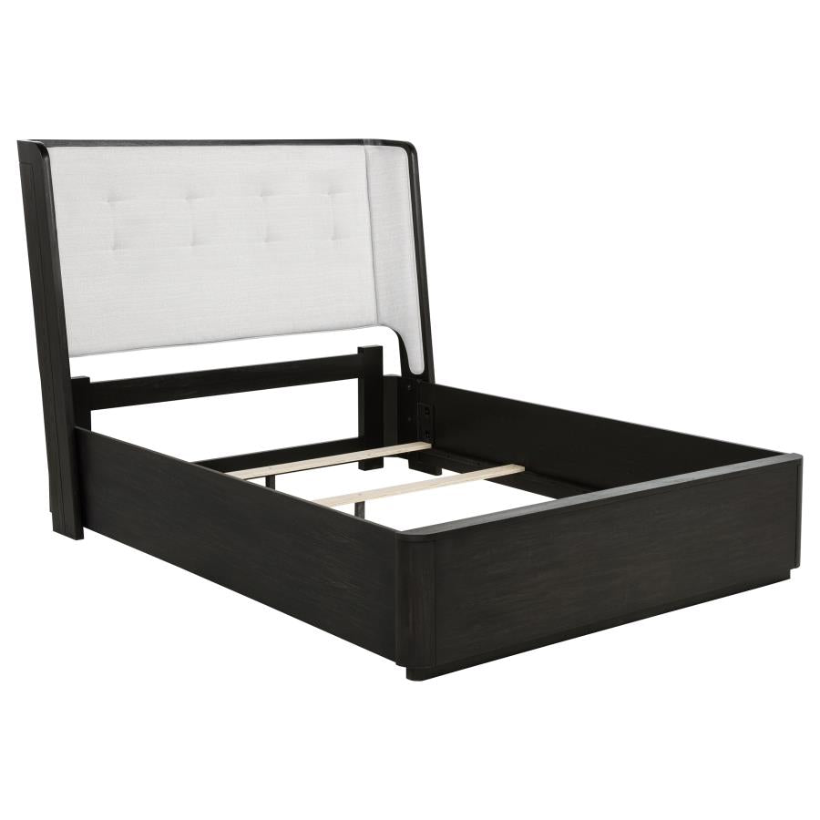 Bianca Burnished Black Wingback Bed