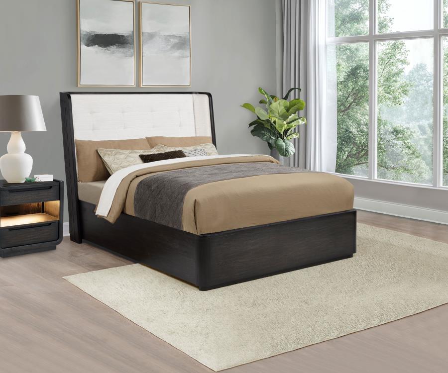 Bianca Burnished Black Wingback Bed