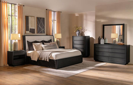 Bianca Burnished Black Wingback Bed