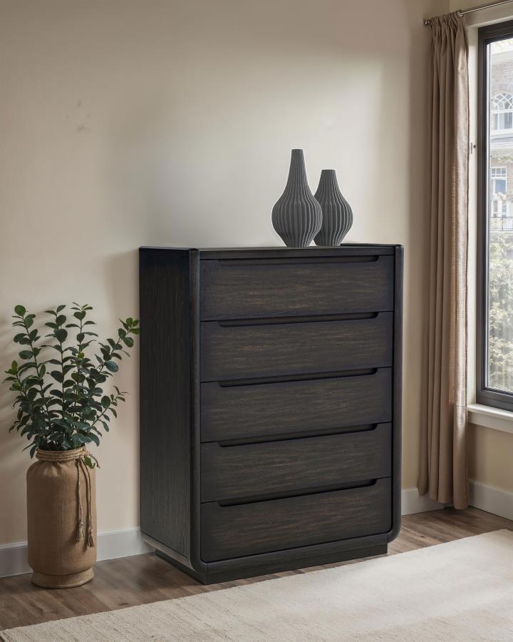 Bianca Burnished Black 5-drawer Chest