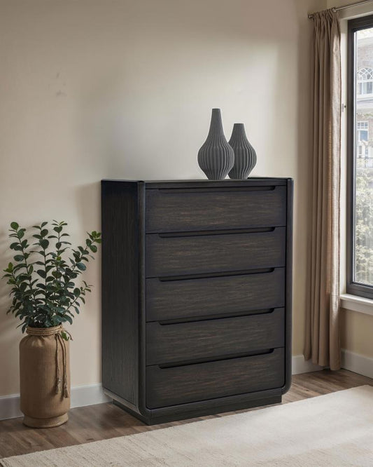 Bianca Burnished Black 5-drawer Chest