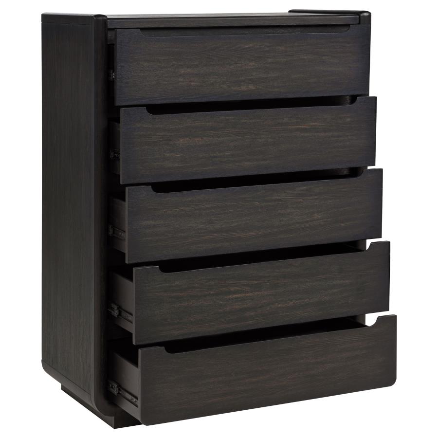 Bianca Burnished Black 5-drawer Chest