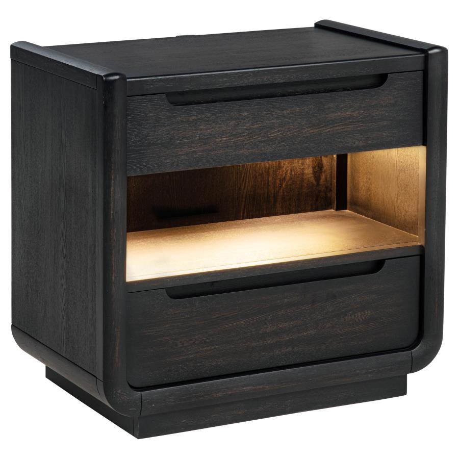 Bianca Burnished Black Nightstand