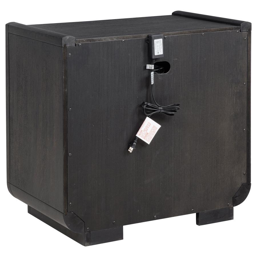Bianca Burnished Black Nightstand