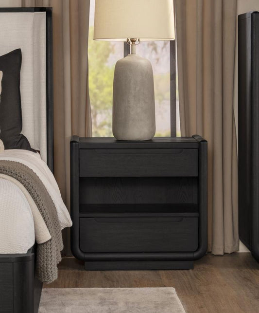 Bianca Burnished Black Nightstand