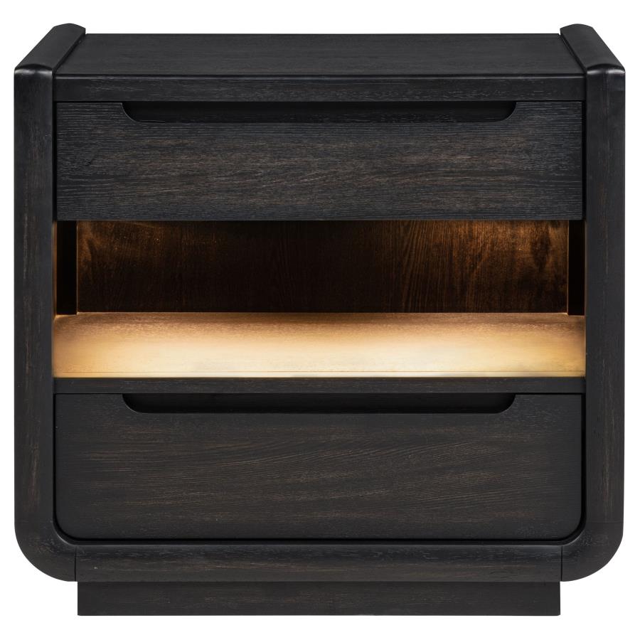 Bianca Burnished Black Nightstand