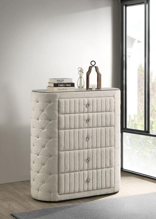 Camille Upholstered 5-drawer Chest
