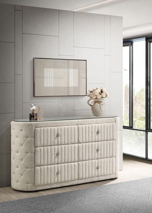 Camille Upholstered 6-drawer Dresser