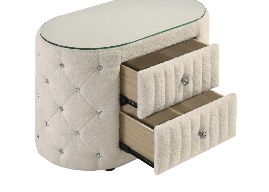 Camille Upholstered 2-drawer Nightstand
