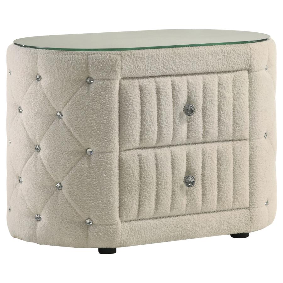 Camille Upholstered 2-drawer Nightstand