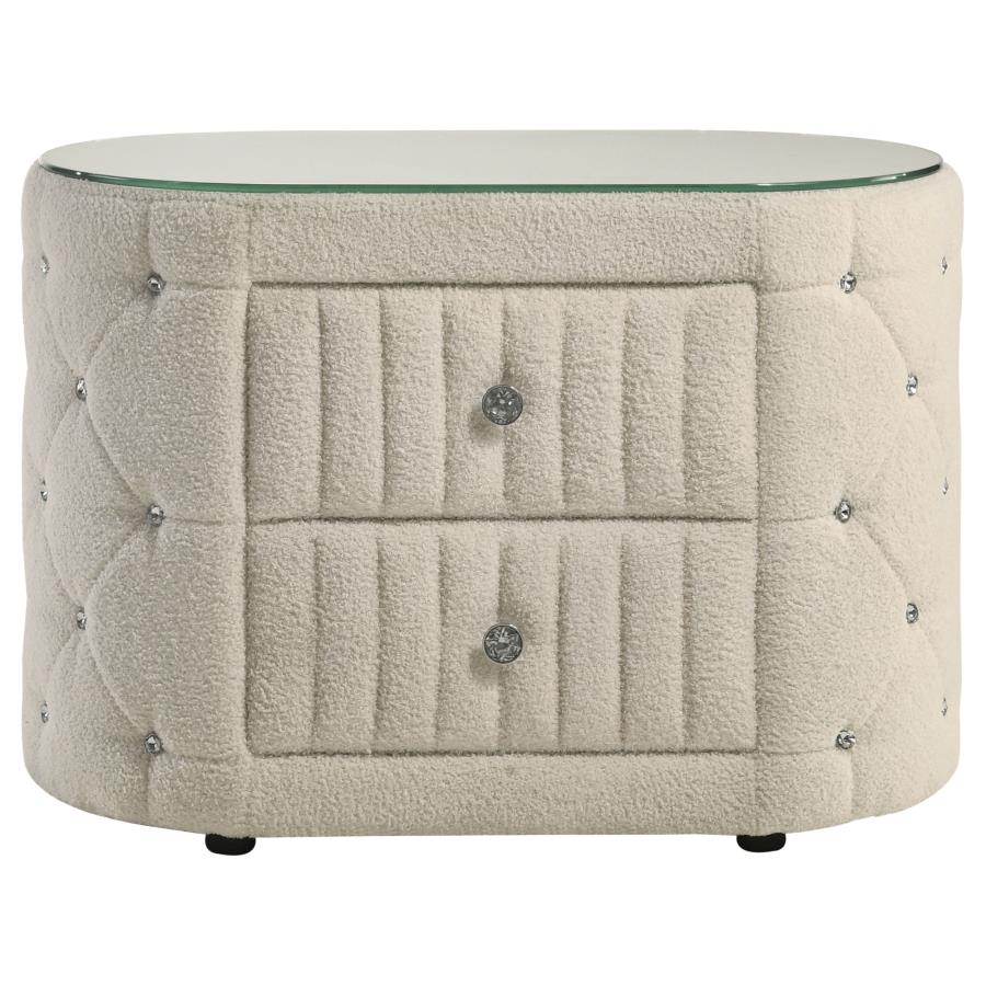 Camille Upholstered 2-drawer Nightstand