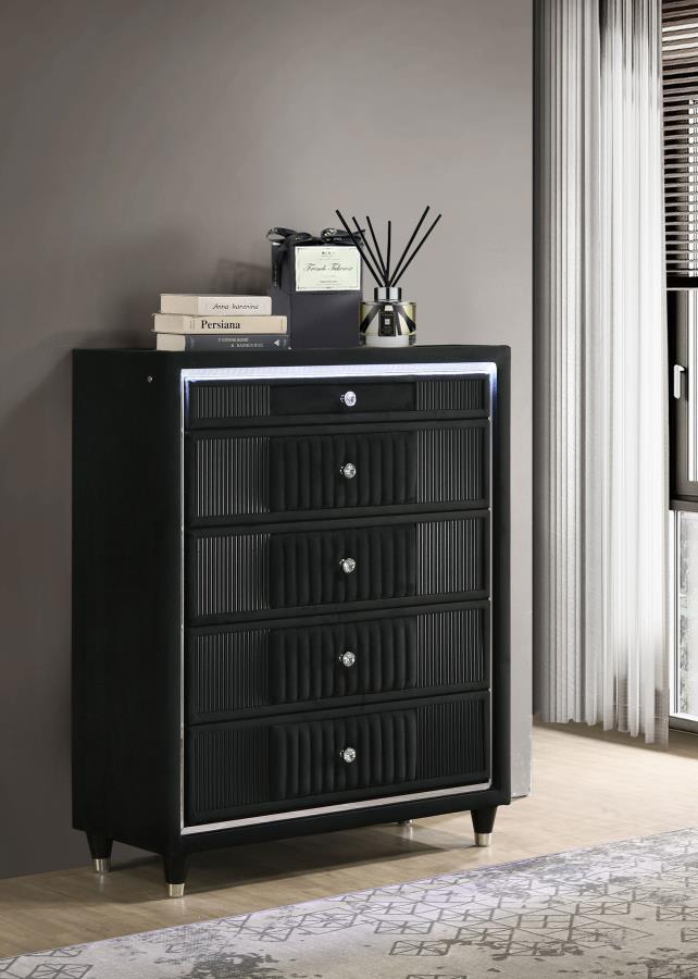 Celine Velvet Upholstered LED Chest