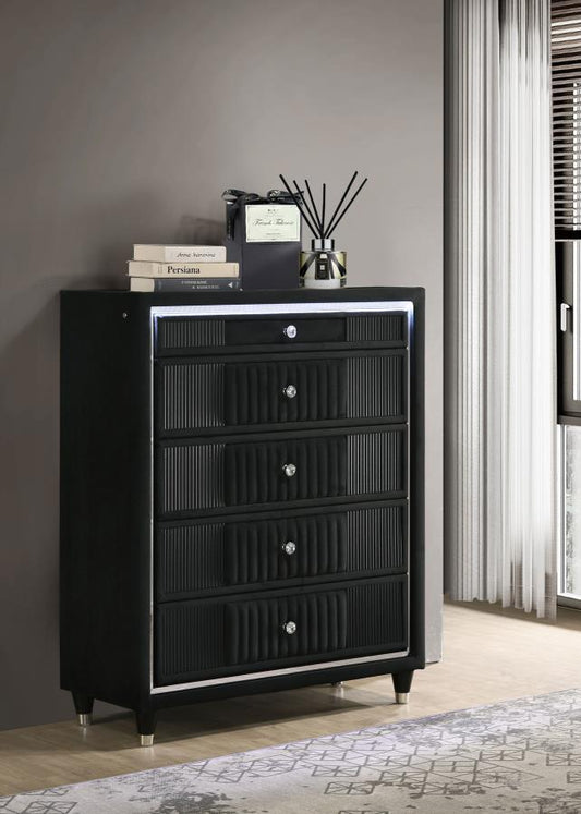 Celine Velvet Upholstered LED Chest