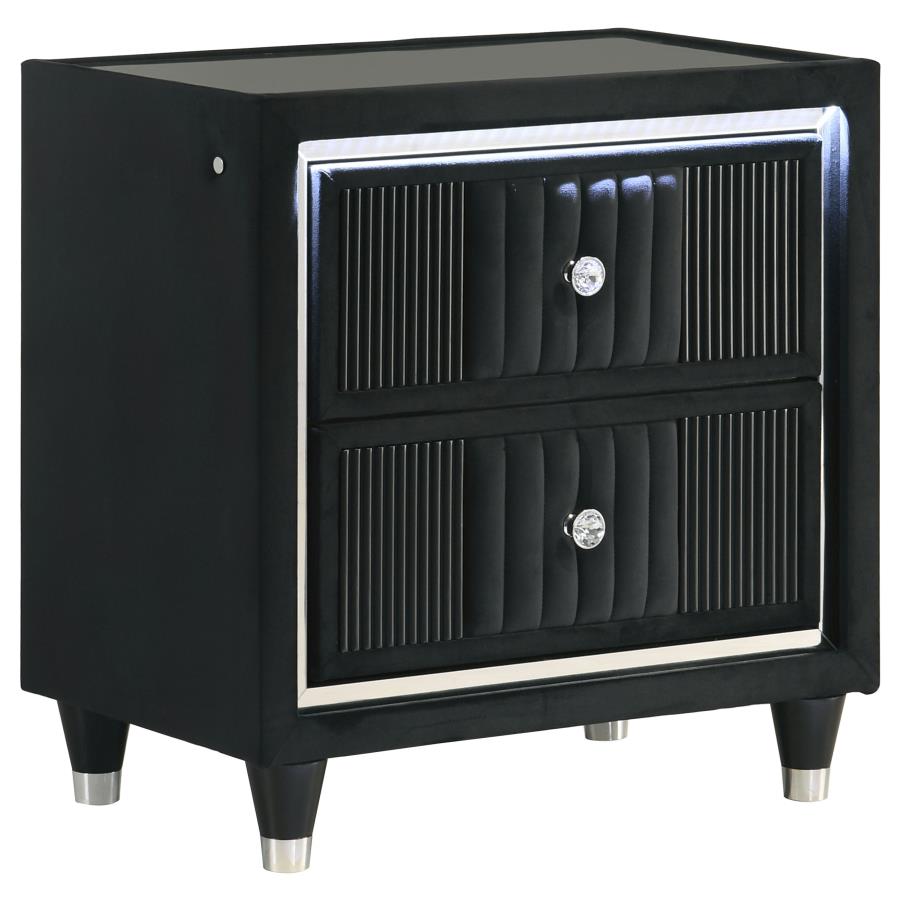 Celine Velvet Upholstered LED Nightstand