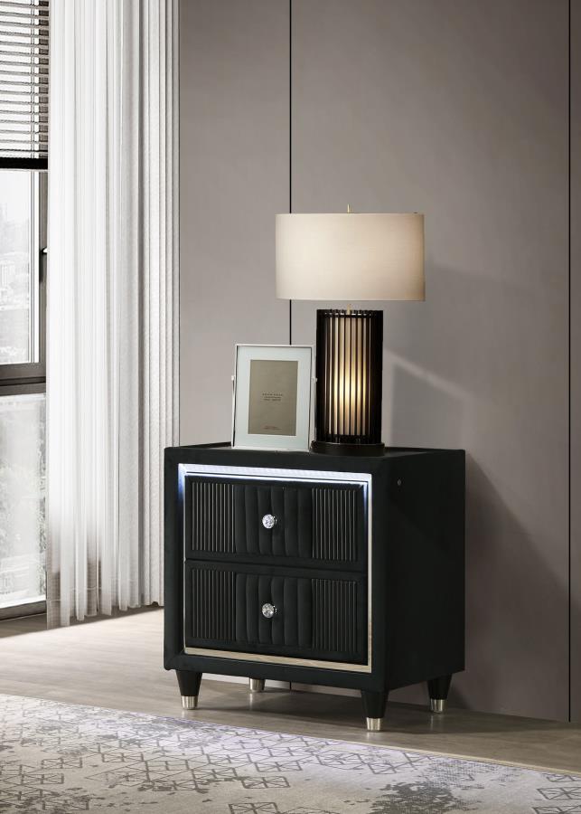 Celine Velvet Upholstered LED Nightstand