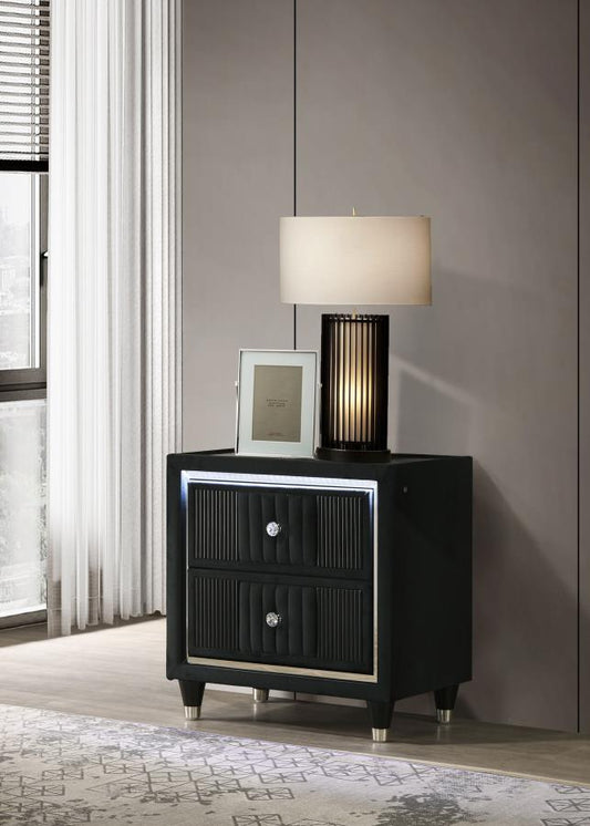 Celine Velvet Upholstered LED Nightstand