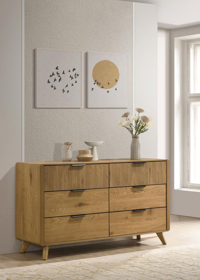 Cardi 6-Drawer Dresser Light Oak