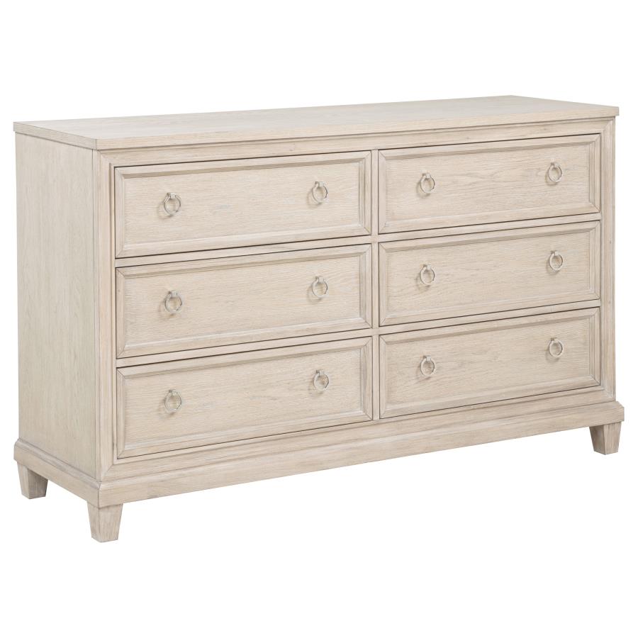 Florence 6-drawer Washed Oak Dresser