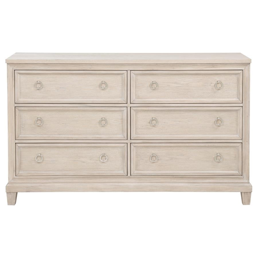 Florence 6-drawer Washed Oak Dresser