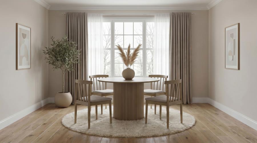 Vivienne 5-piece Round Wood Dining Set Wheat Chairs