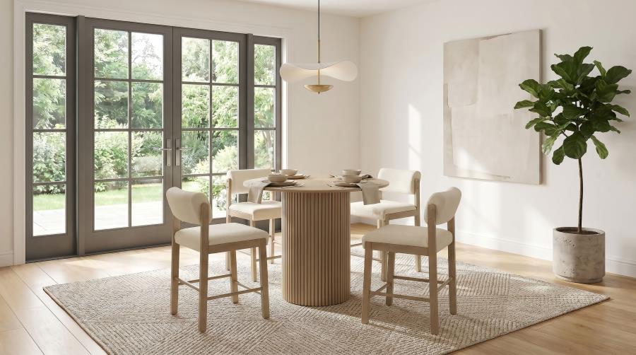 Vivienne 5-piece Round Wood Counter Height Dining Set Cream Chairs