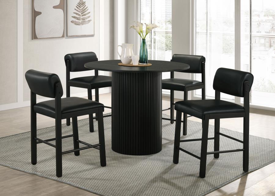 Vivienne 5-piece Round Wood Counter Height Dining Set Leatherette Chairs