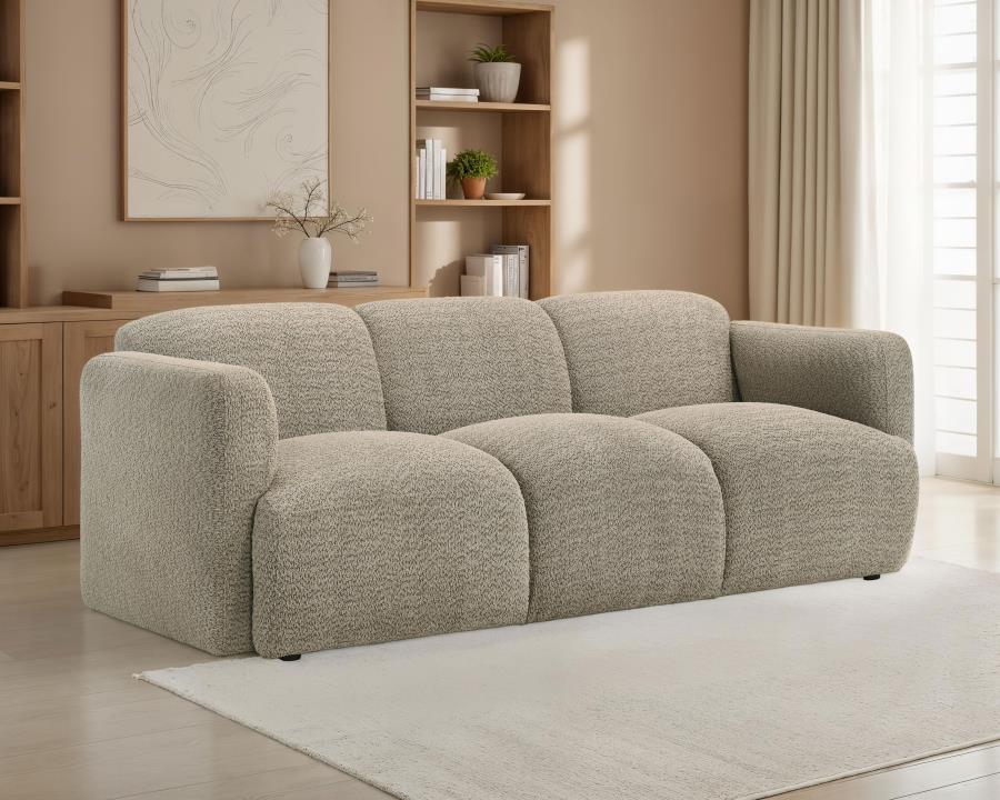 Josephine Fabric Upholstered Round Track Arm Sofa White