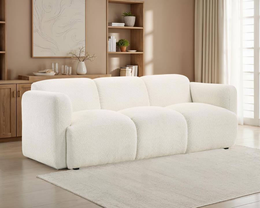 Josephine Fabric Upholstered Round Track Arm Sofa White