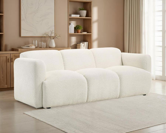 Josephine Fabric Upholstered Round Track Arm Sofa White