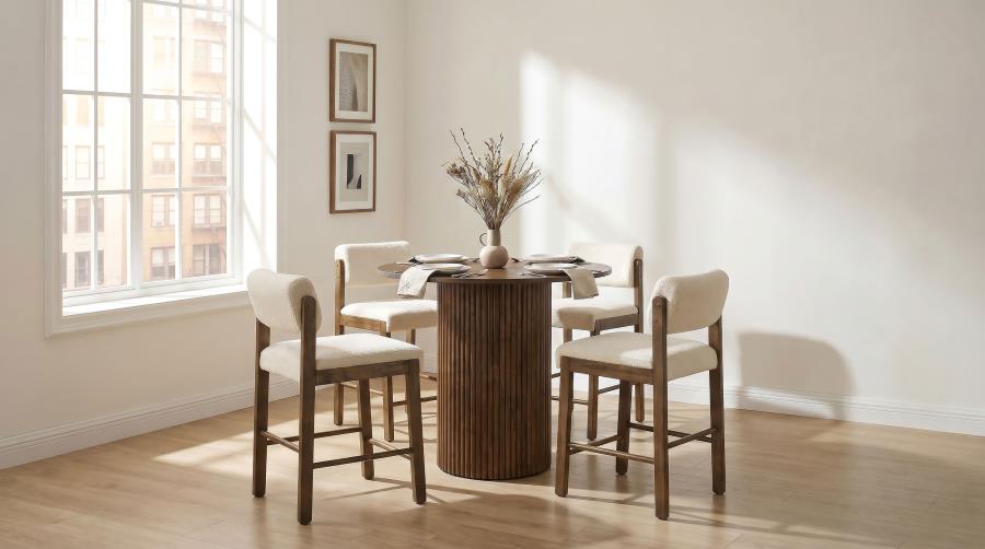 Vivienne 5-piece Round Wood Counter Height Dining Set Cream Chairs