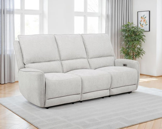 Sylvia Chenille Upholstered Power Reclining Sofa Dove Grey