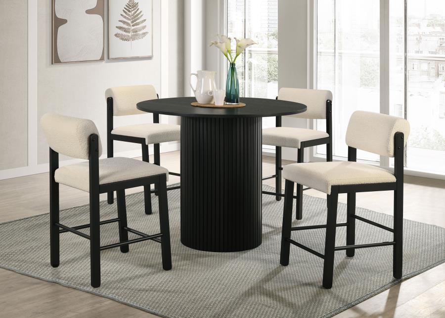 Vivienne 5-piece Round Wood Counter Height Dining Set Cream Chairs